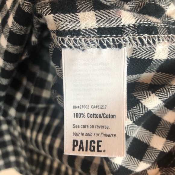 Women's Paige Black & White Buffalo Check Flannel Button Down Top Size Small - Picture 4 of 5